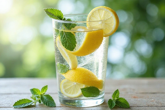 Zdjęcie szklanki wody z cytryną i miętą